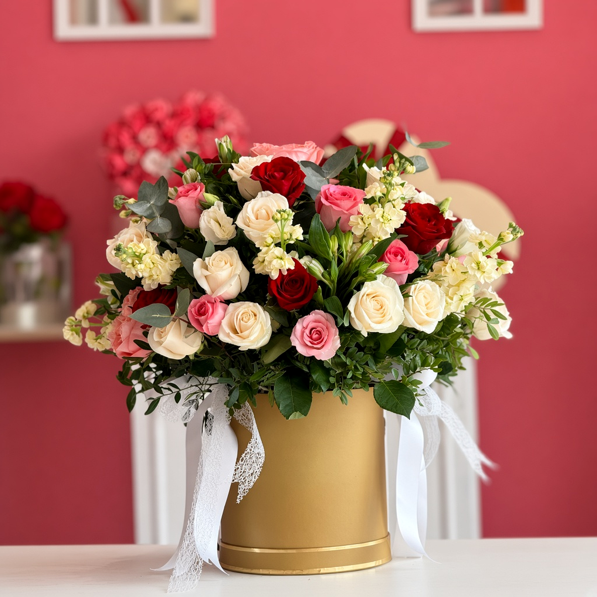 Custom bouquet with ribbon colour samples